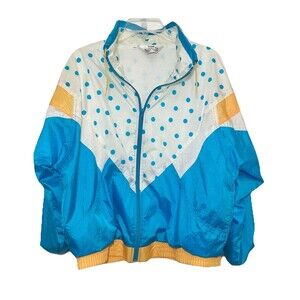 Vintage 90s London Fog Polka Dot Colorblock Windbreaker Jacket L